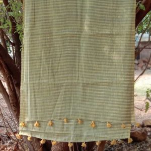 Anaar with indigo and yellow tassels