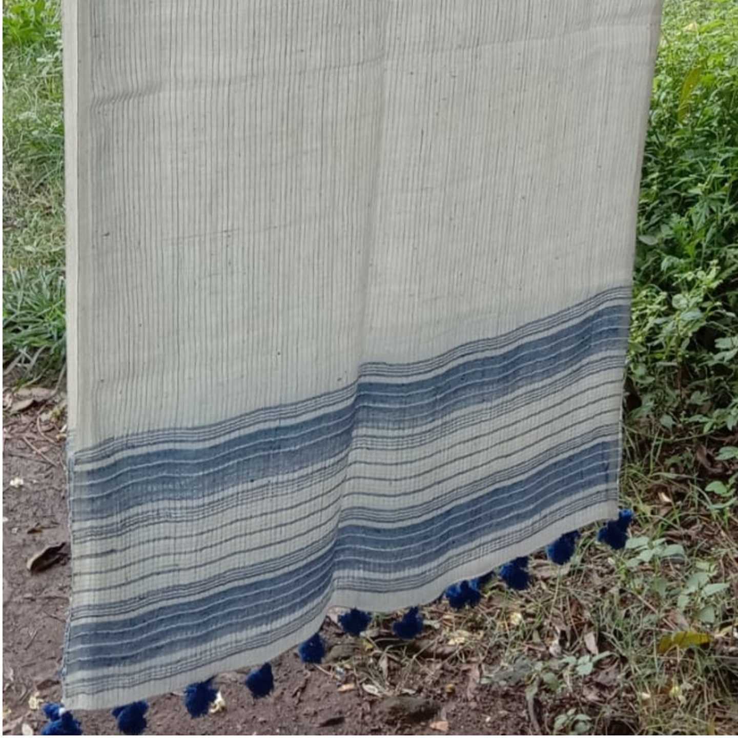 Indigo border with Tassels On - Image 4