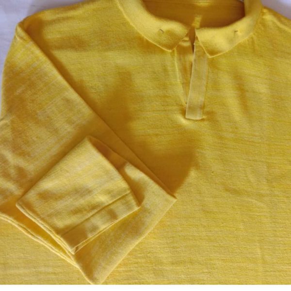 Deep Yellow Polo Neck Full Sleeves T-Shirt - Image 3