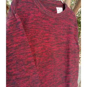Red and Black Textured Full Sleeves T-Shirt