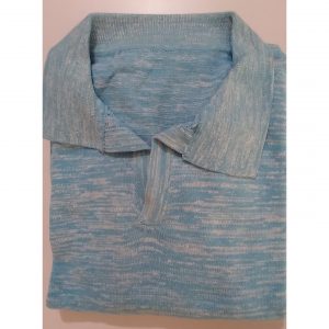 Textured Blue Polo Full Sleeves T-shirt