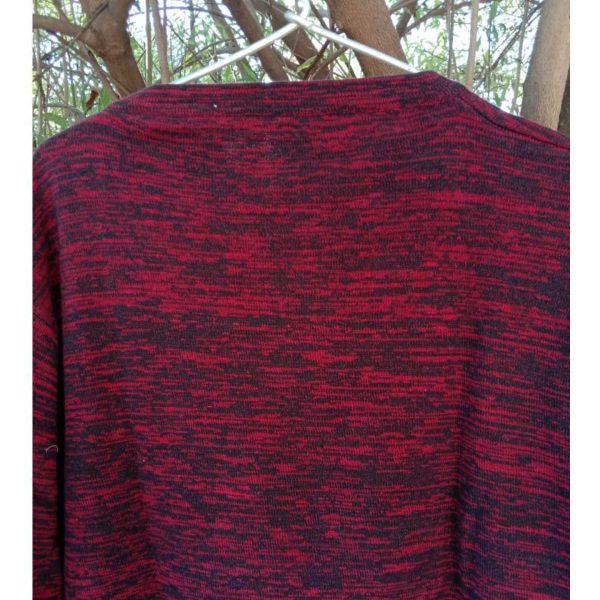 Red and Black Textured Full Sleeves T-Shirt - Image 3
