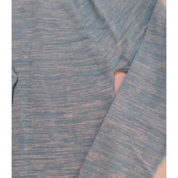 Textured Blue Polo Full Sleeves T-shirt - Image 3